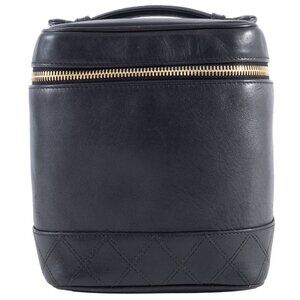 CHANEL Black Lambskin Leather Pouch